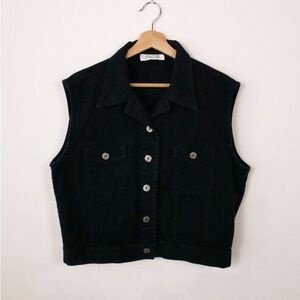 Vintage Dark Blue Sleeveless Blouse/Cotton Vest